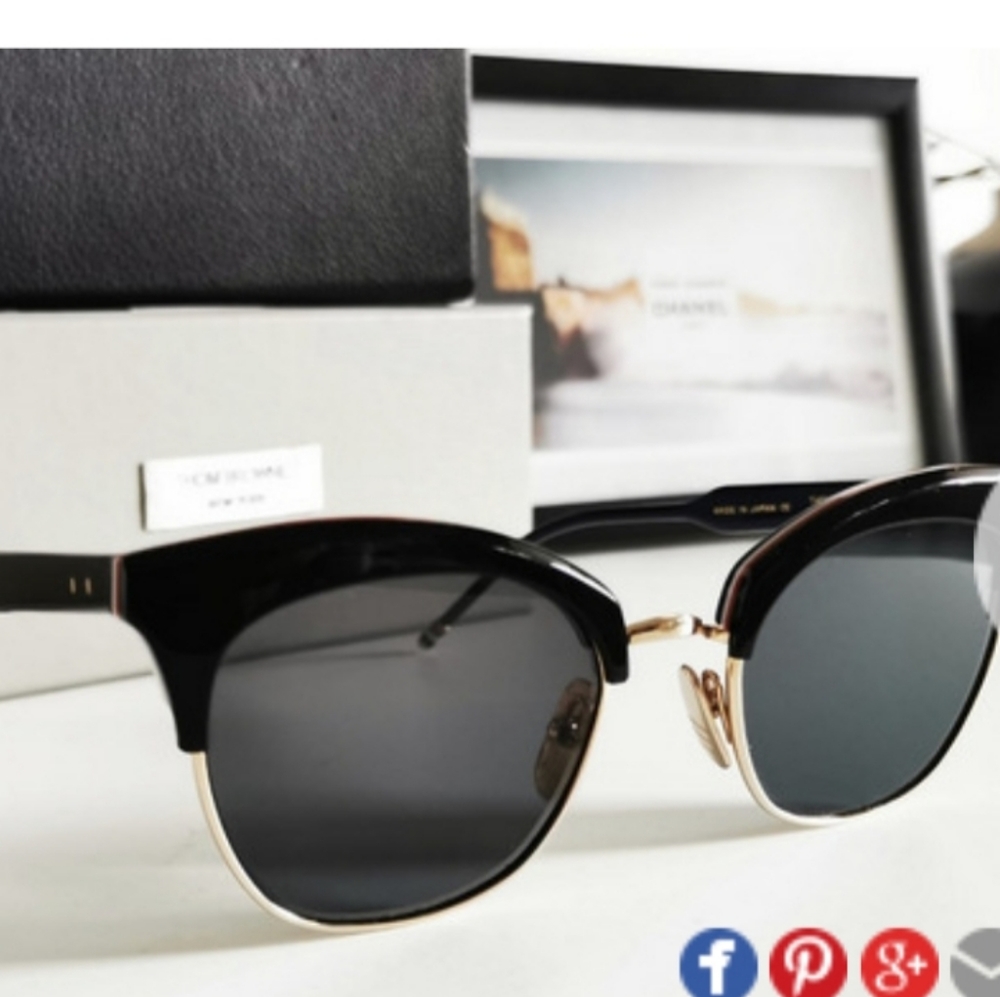 Thom Browne 507 A-T-BLK-GLD-RWB 12K gold sunglasses 51mm. Made in Japan